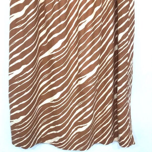 A New Day Khaki Cream Zebra Stripe Linen Blend Midi Wrap Skirt NEW - Picture 12 of 16